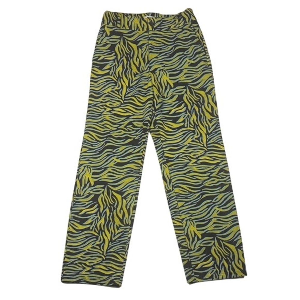 BP. Womens Zebra Print High Rise Straight Leg Pants Yellow Blue Black Size S
